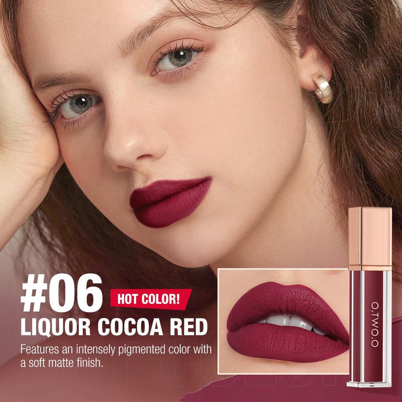 O.TWO.O HIGH ENERGY HEAVY MIST MATTE LIP GLAZE 6 LIQUOR COCCA RED