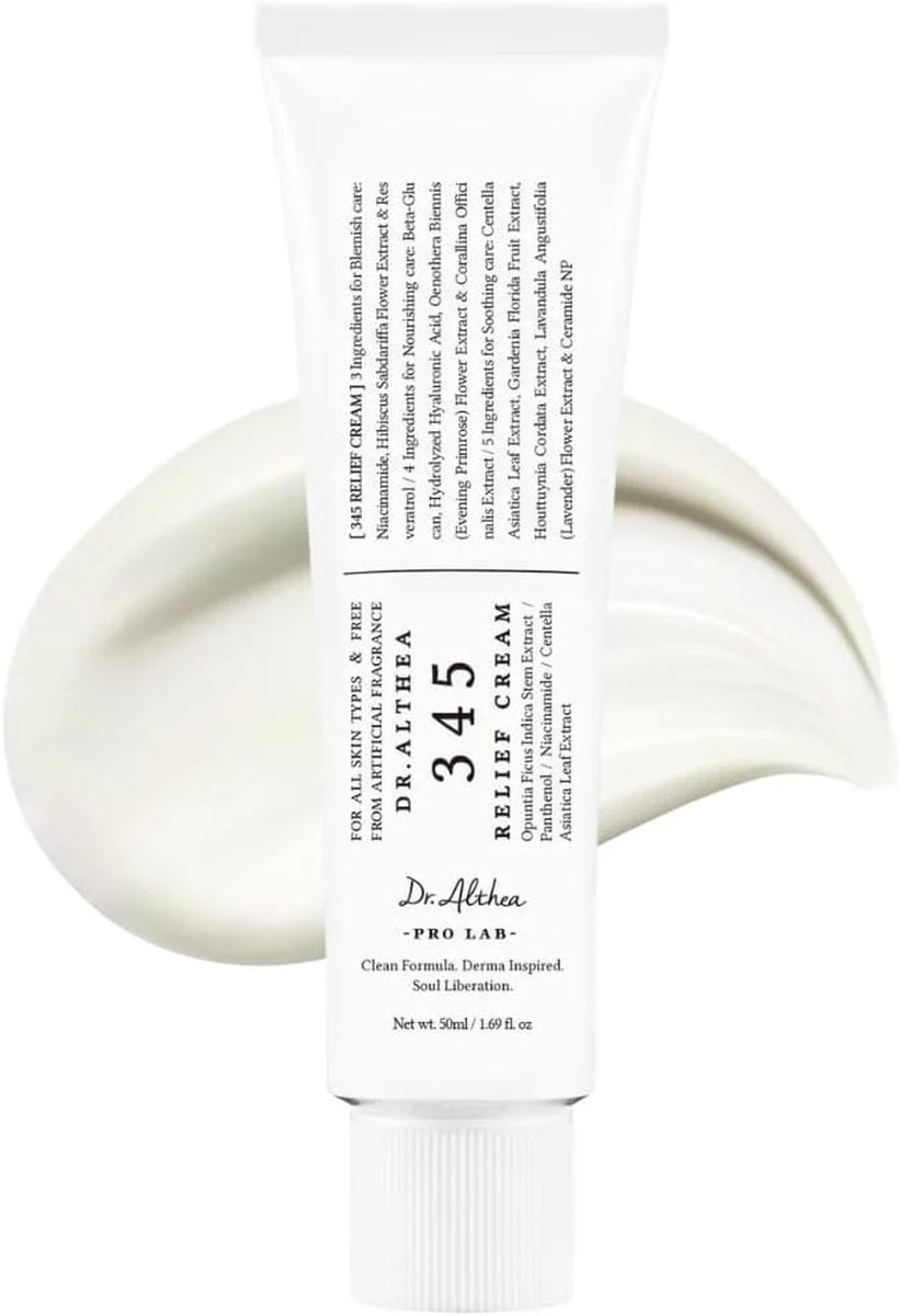 Dr.Althea 345 Relief Cream | Daily Face Moisturizer | Blemish Relief Care | Soothing Recovery & Moisture with Niacinamide, Panthenol | Korean Vegan Skincare for All Skin Types - ZM Cosmetics