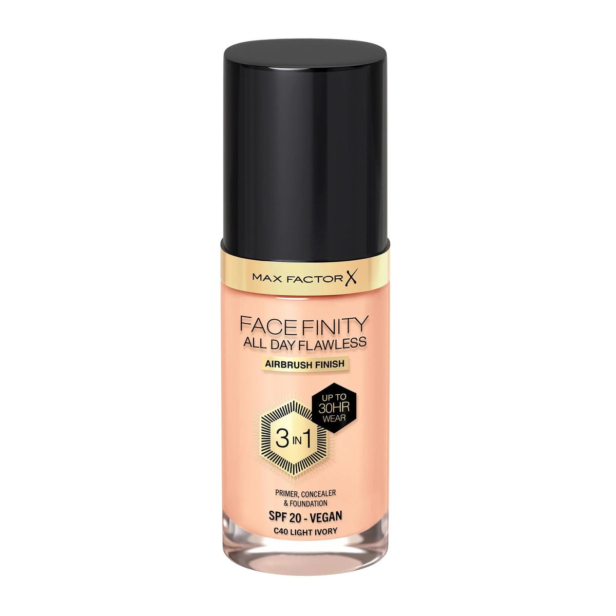Max Factor Facefinity 3-in-1 All Day Flawless Liquid Foundation SPF 20 - 40 Light Ivory 30 ml Light Ivory