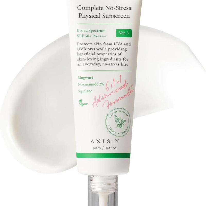 Axis-Y, Complete No-Stress Physical Sunscreen, SPF 50+, PA++++, Version 3, 1.69 fl oz (50 ml)Axis-Y, Complete No-Stress Physical Sunscreen, SPF 50+, PA++++, Version 3, 1.69 fl oz (50 ml)