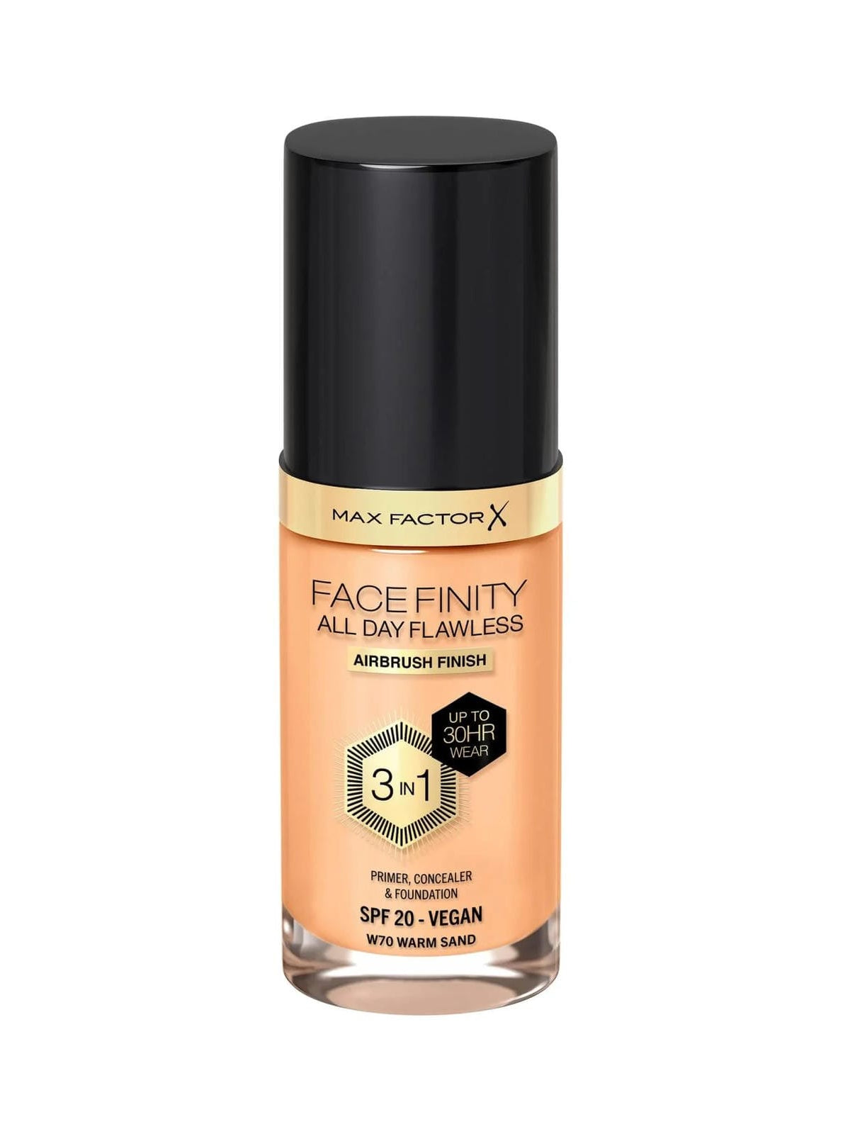 Max Factor Facefinity 3-in-1 All Day Flawless Liquid Foundation SPF 20 - 70 Warm Sand 30 ml Warm Sand