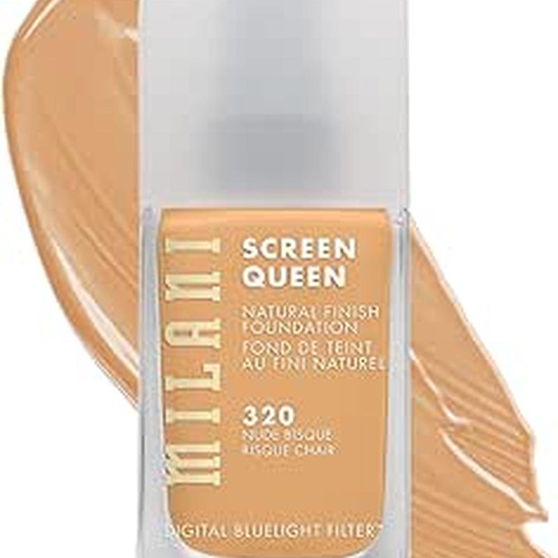 Milani Screen Queen Liquid Foundation Cruelty-Free, Blue Light Protection, Luminous Finish, Build-able Coverage, 320 Nude Bisque