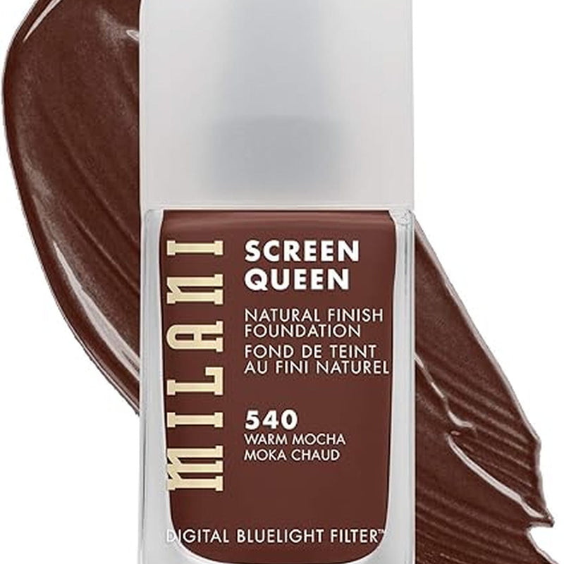 Milani Screen Queen Liquid Foundation Makeup - Cruelty Free Foundation With Digital Bluelight Filter Technology (Warm Mocha)
