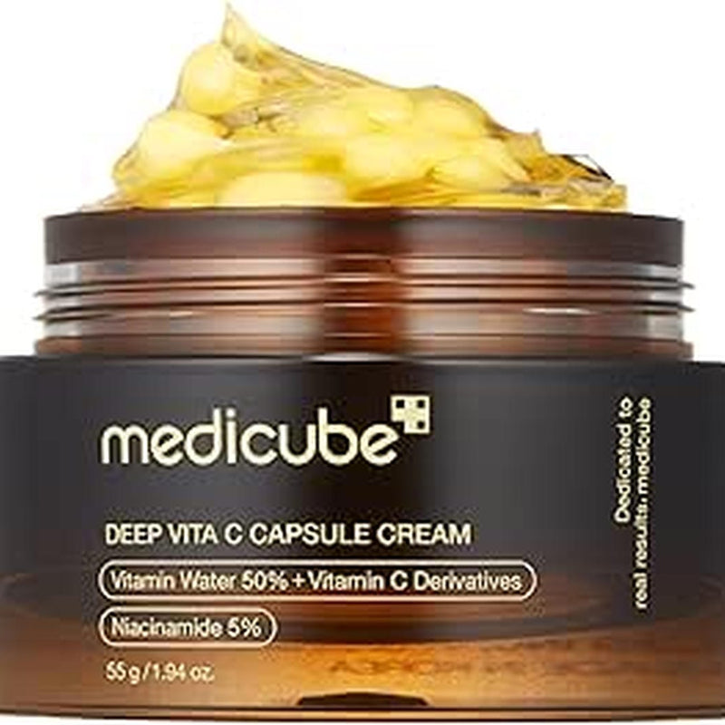 medicube Deep Vitamin C Golden Capsule Face Moisturizer - Liposome Capsules For Wrinkles, Skin Radiance - Transparent Gel for Glow Hydration - Korean Skin Care 1.94 oz - ZM Cosmetics