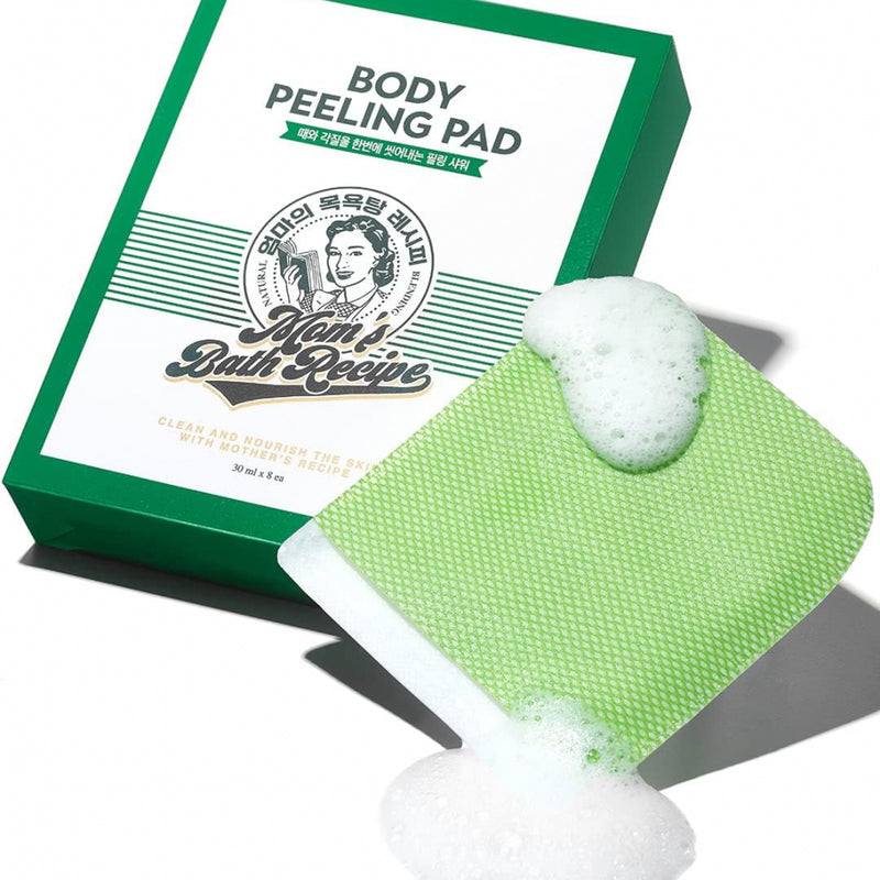 Mom's Bath Recipe Body Peeling Pad Original, All in One Bubble Body Wash & Scrub Gloves with Honey & Yogurt, Exfoliating Mitts for Dead Skin Cells, Skin Retexturizing Pads, 8 Sheets - ZM Cosmetics