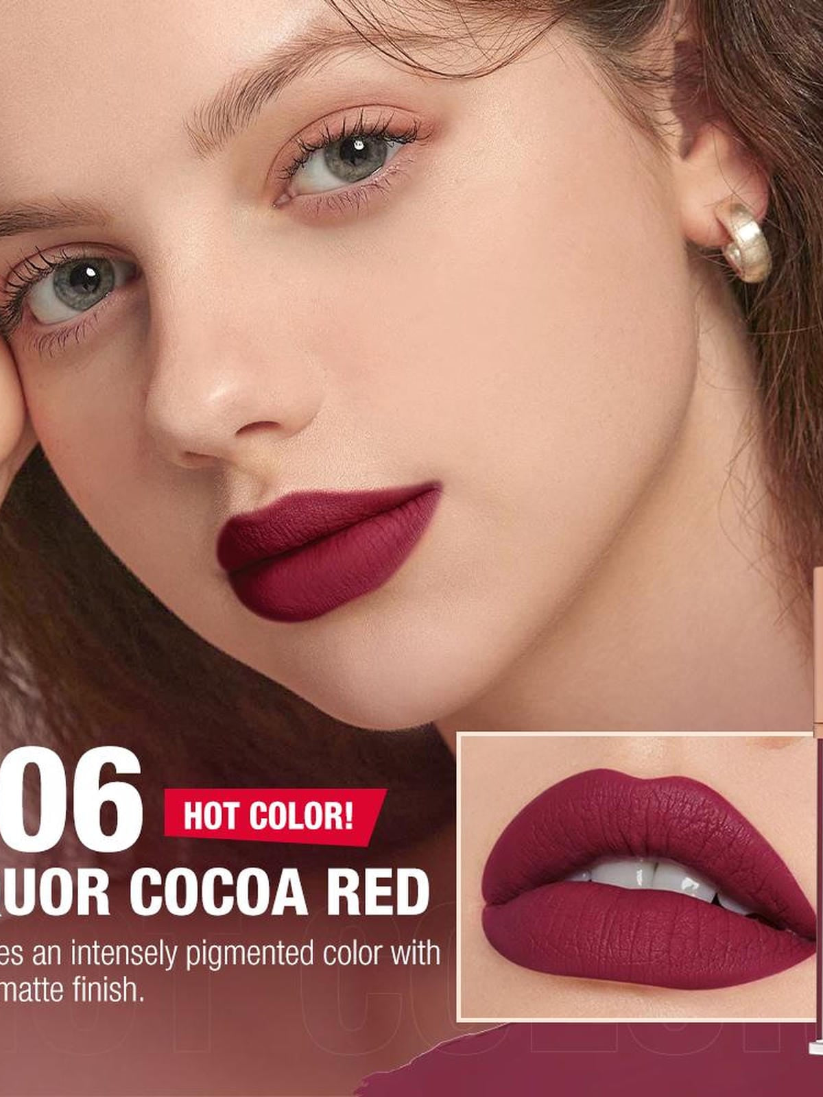 O.TWO.O HIGH ENERGY HEAVY MIST MATTE LIP GLAZE 6 LIQUOR COCCA RED