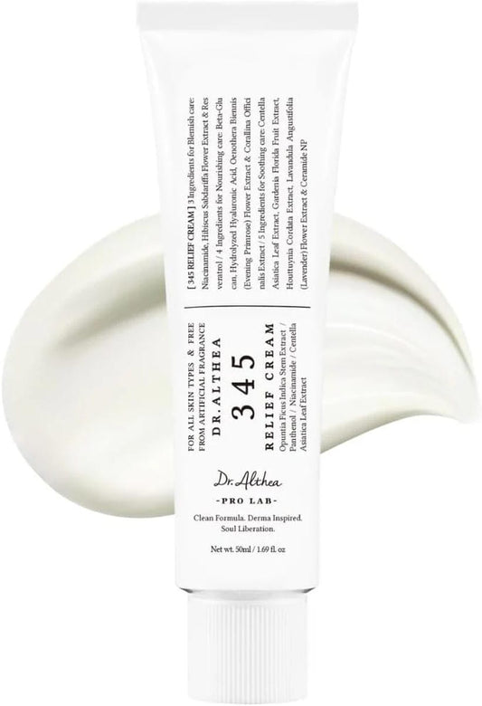 Dr.Althea 345 Relief Cream | Daily Face Moisturizer | Blemish Relief Care | Soothing Recovery & Moisture with Niacinamide, Panthenol | Korean Vegan Skincare for All Skin Types - ZM Cosmetics
