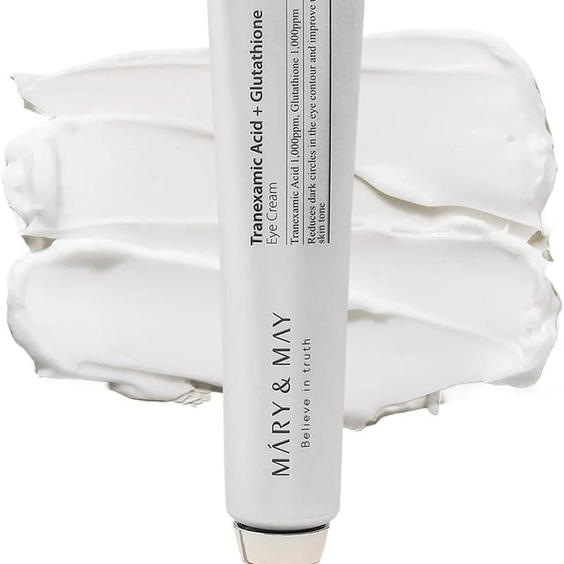 Mary&May Tranexamic Acid + Glutathione Eye Cream - Powerful Antioxidant, Reduces Dark Circles in the Eye, Improve Uneven Skin Tone with Vitamin C - Suitable for Morning and Night Use - ZM Cosmetics