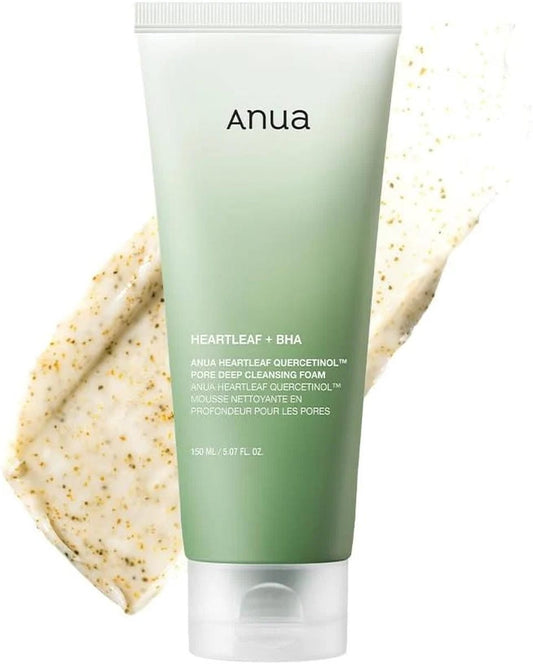 ANUA Heartleaf Quercetinol Pore Deep Cleansing Foam, Facial Cleanser, for Double Cleansing, BHA, Hyaluronic Acid, Glycerin, Face Wash, Blackhead Remover, - ZM Cosmetics