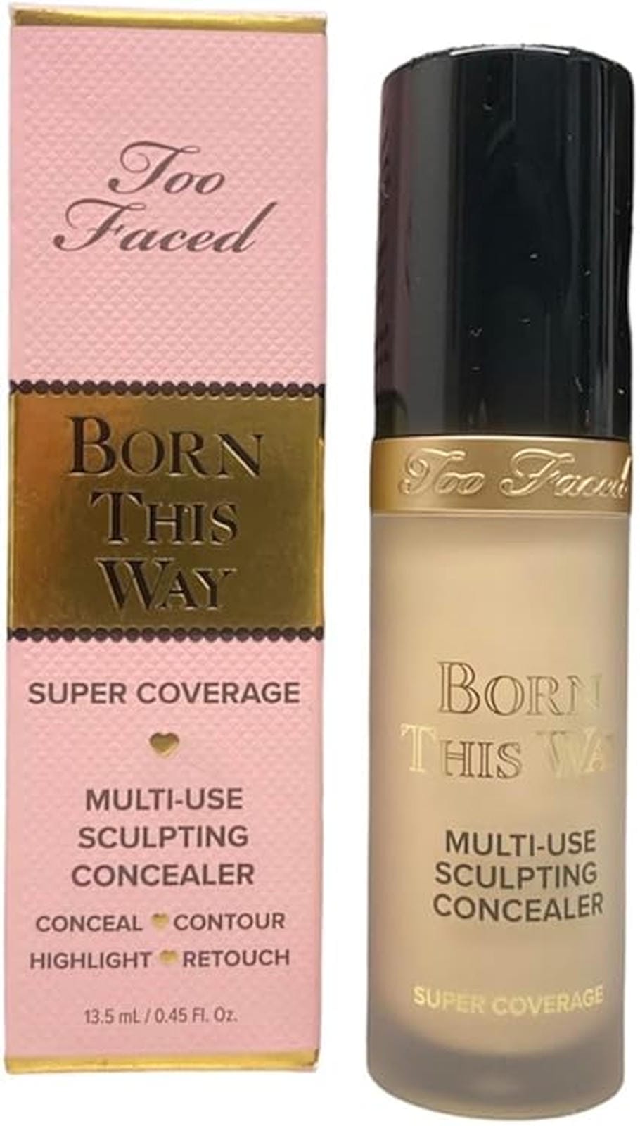 Too Faced Born This Way Super Coverage Multi-Use Concealer | Full Coverage, Oil Free, Long Lasting + Hydrating, 0.46 Fl Oz, Almond