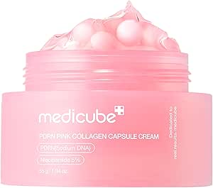 medicube Salmon DNA PDRN Pink Collagen Capsule Cream, Face Moisturizer | Lightweight Moisturizing Cream | PDRN, Niacinamide for Uneven Skin Tone, Glow hydration | Korean Skin Care 1.94 oz - ZM Cosmetics