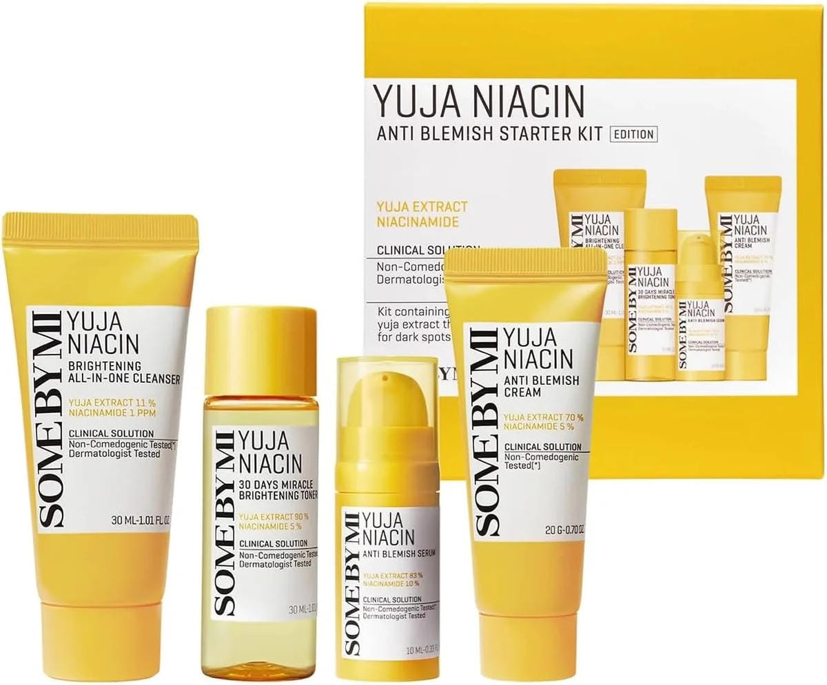 Yuja Niacin Anti-Blemish Starter Kit - Includes Toner 30Ml + Serum 10Ml + Cleanser 30ML + Cream 20G - For Natural Brightening Of - ZM Cosmetics