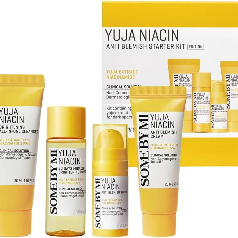 Yuja Niacin Anti-Blemish Starter Kit - Includes Toner 30Ml + Serum 10Ml + Cleanser 30ML + Cream 20G - For Natural Brightening Of - ZM Cosmetics