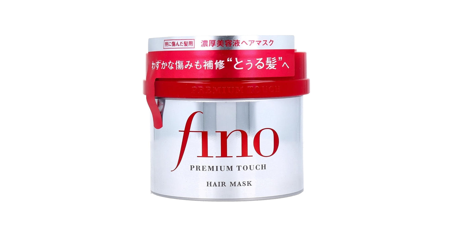 Fino hair mask jar with red lid on a white background