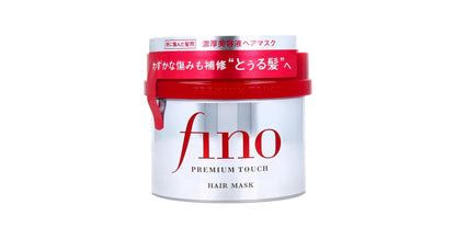 Fino hair mask jar with red lid on a white background