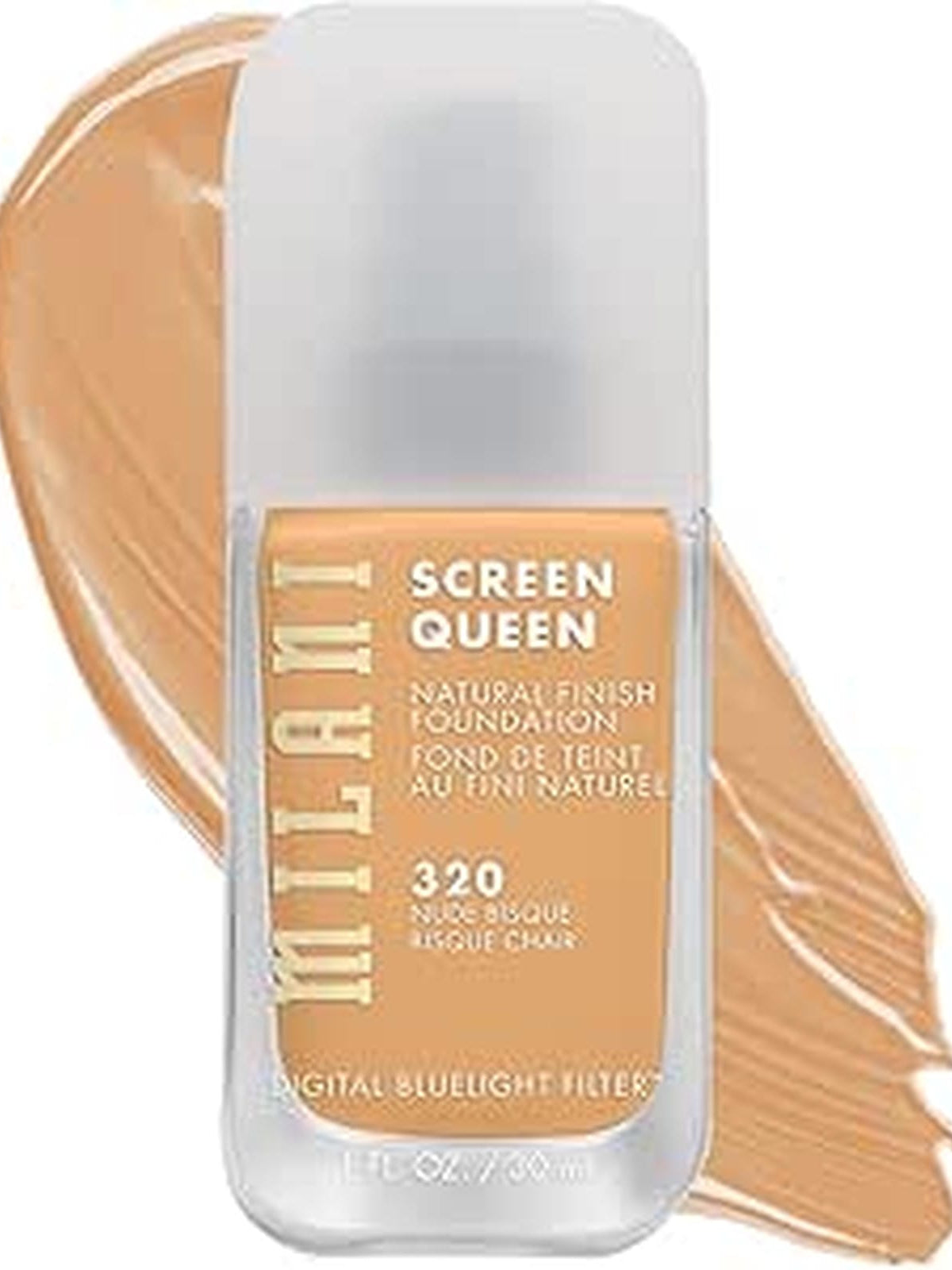 Milani Screen Queen Liquid Foundation Cruelty-Free, Blue Light Protection, Luminous Finish, Build-able Coverage, 320 Nude Bisque