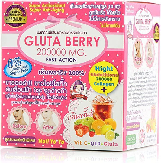 Gluta Berry 200,000mg Skin Whitening Antiaging Acne Wrinkle Reducing Powder Drink
