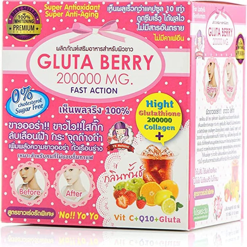 Gluta Berry 200,000mg Skin Whitening Antiaging Acne Wrinkle Reducing Powder Drink