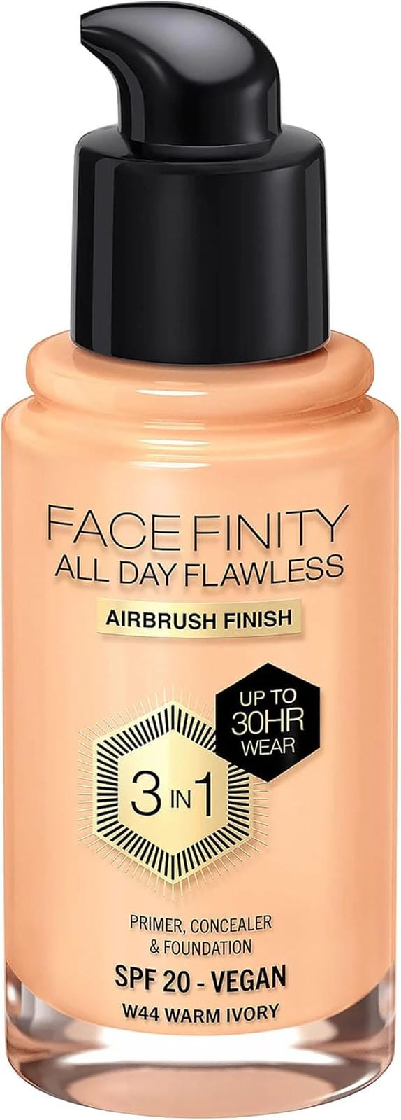 Max Factor Facefinity All Day Flawless Foundation - W44 Warm Ivory, 30ml