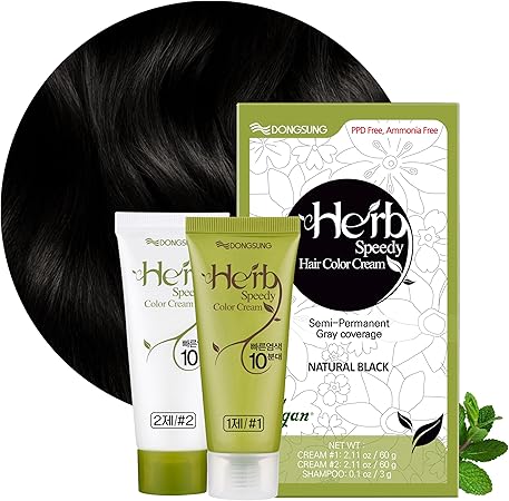 Herb Speedy PPD Free Hair Dye, Ammonia Free Hair Color Soft Black Contains Sun Protection Odorless No more Eye and/or Scalp Irritations From Coloring For Sensitive Scalp - ZM Cosmetics