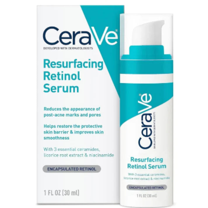 CeraVe Resurfacing Retinol Serum For Post Acne Marks, Formulated With Licorice Root Extract & Niacinamide, - ZM Cosmetics