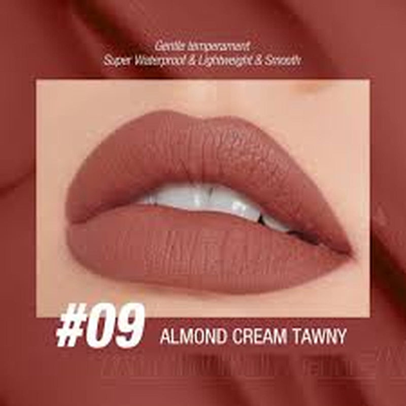 O.TWO.O HIGH ENERGY HEAVY MIST MATTE LIP GLAZE 9 ALMOND CREAM TAWNY